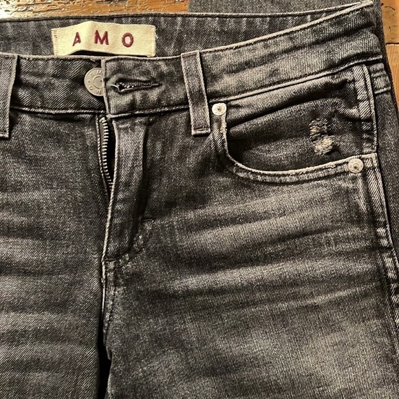 amo Twist Zip Distressed Skinny Ankle Jeans Smoke Grey 24 - Picture 9 of 12